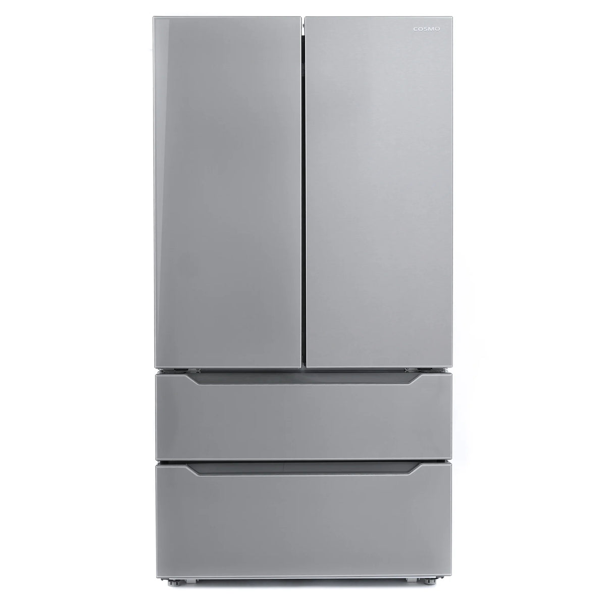 Cosmo 5 Piece Kitchen Appliance Packages with 30" Freestanding Electric Range 30" Island Range Hood 24" Built-in Fully Integrated Dishwasher French Door Refrigerator & 48 Bottle Wine Refrigerator