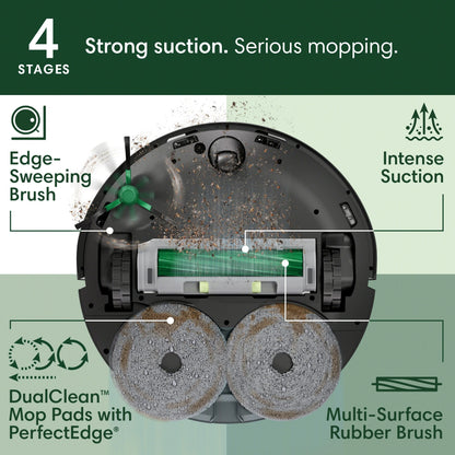 iRobot Roomba Plus 505 Combo Robot Vacuum & Mop AutoWash Dock, 2in1, Carpet & Hard Floors, Self Empties, Pads Extend, LiDAR, No Mopping Carpets, Heated Pad Drying, Model N185020