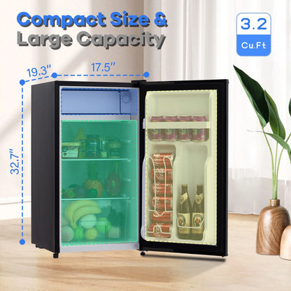 OYang Single Door Mini Fridge, Super Quiet 19.3"D x17.5"W x 32.7"H