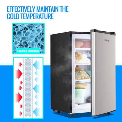 DEMULLER Upright Freezer with 7 Adjustable Thermostat Stand-up Single Door Freezers Black