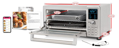 Bravo Air Fryer Toaster Smart Oven, 12-in-1 Countertop Convection, 30-QT XL Capacity, 50��-500��F Temperature Controls, Top and Bottom Heater Adjustments 0%-100%, Brushed Stainless Steel Look