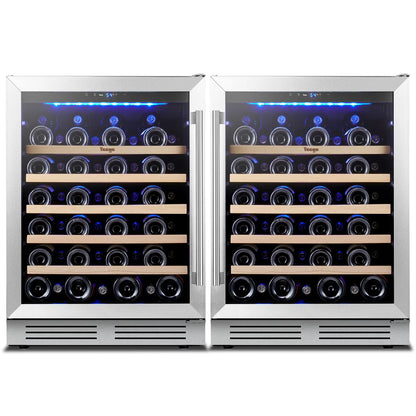Yeego 30" Wine and Beverage Refrigerator,Two 15" Wine and Beverage Cooler Under Counter or Freestanding, Hold 33 Bottles and 80 Cans(Two Pack)