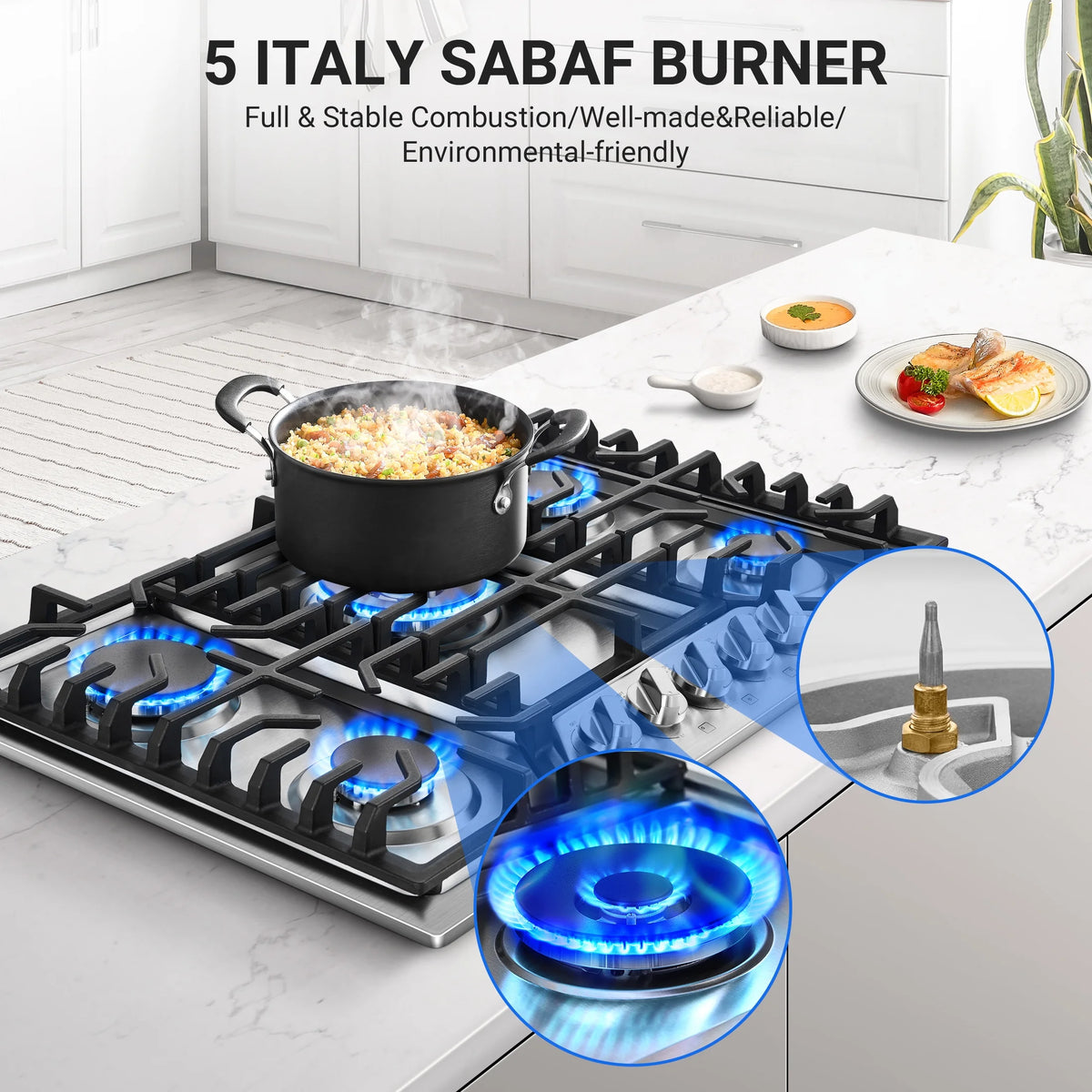 30 Inch Gas Cooktop Sunmaki 5 Burners Gas Stovetop