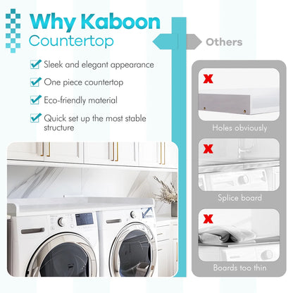 Kaboon Washer Dryer Countertop with Edge Rails, 27.5" x 54", Light Walnut