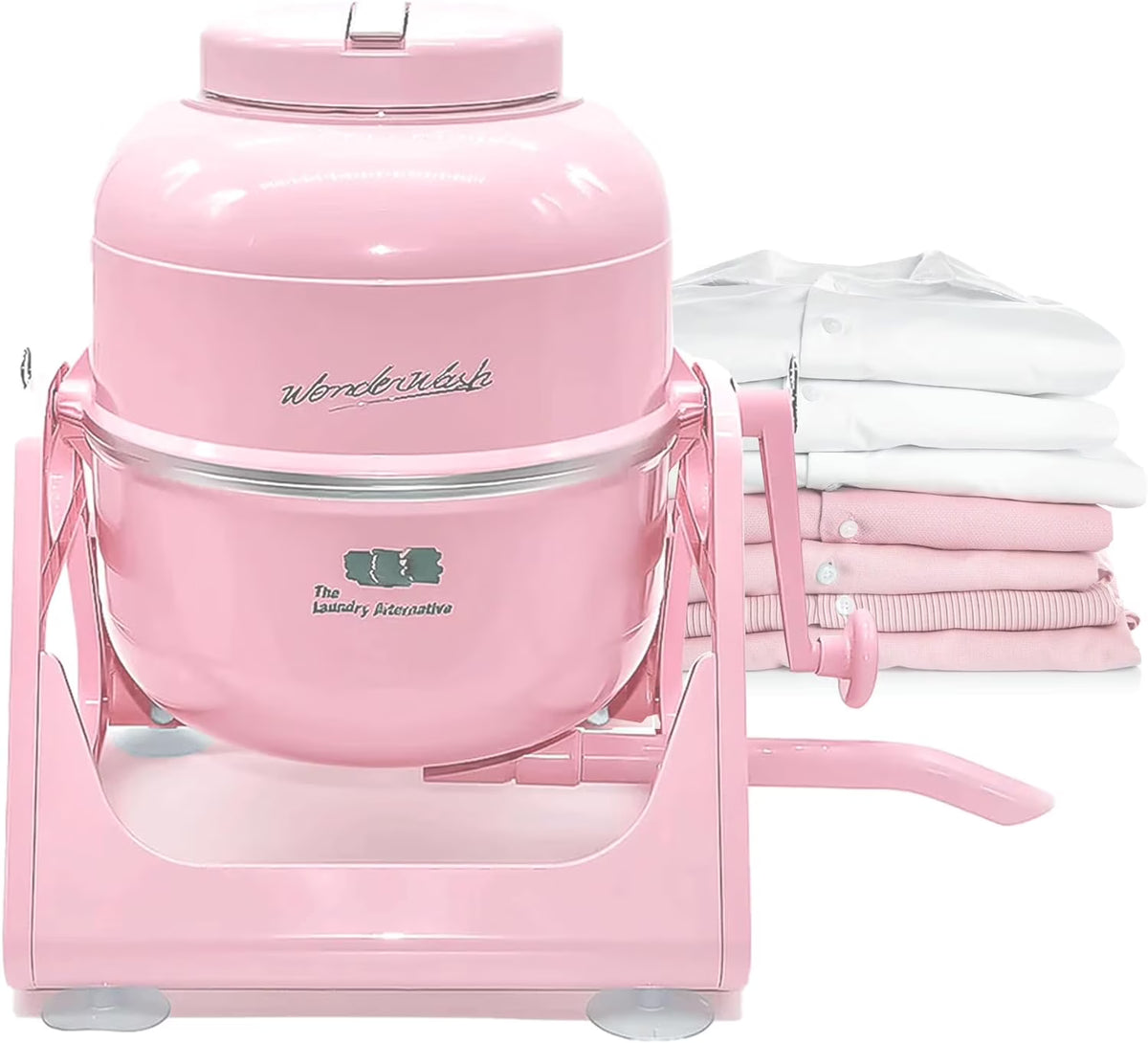 WonderWash Portable Washing Machine for Apartment & Tiny Spaces - Manual Hand Clothes Washer with Retro Design - Clean Laundry Anywhere with Our Countertop, Non-Electric, Small Washer - Pink