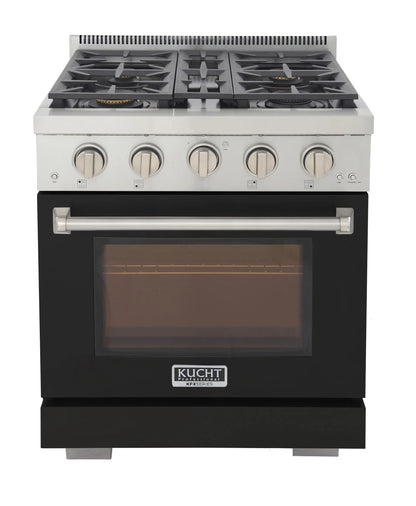 Professional 30-in Natural Gas Range in Black with True Simmer Burners