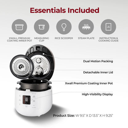 Cuckoo 6 Cup Dry, Twin Pressure Rice Cooker with Micom Logic Tech, Nonstick Pot, Warmer, 16 Menu Modes and Voice Guide