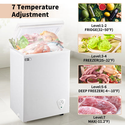 WANAI Chest Freezer 3.5 Cu.ft, Deep Freezer with Top Open Door ,White