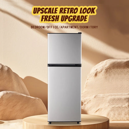 Tacool Small Mini Fridge with Top Freezer Compact Refrigerator Dual Door with Adjustable Thermostat Black for Home New