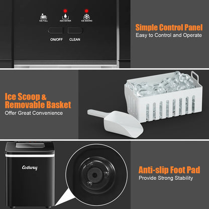 Costway Portable Ice Maker Machine Countertop 26Lbs/24H Self-cleaning w/ Scoop Green