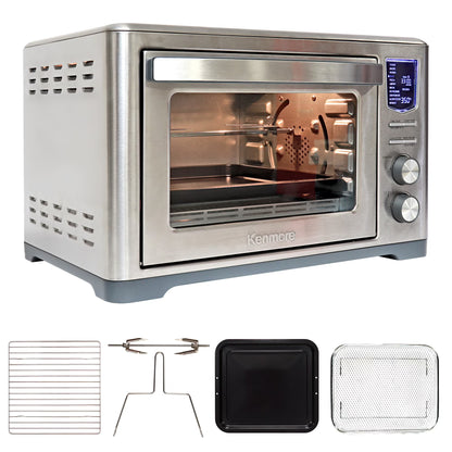 Kenmore 11-In-1 Digital Air Fryer Oven, 1700W Stainless Steel, 6-Slice Capacity