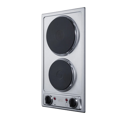SUMMIT 12" Wide 115V 2-Burner Solid Disk Cooktop