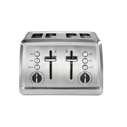 Hamilton Beach Modern Stainless Steel 4 Slice Toaster, Sure-Toast One-Slice Technology, Extra-Wide Slots, Toast Boost, Bagel Function, Easy to Clean, 24798