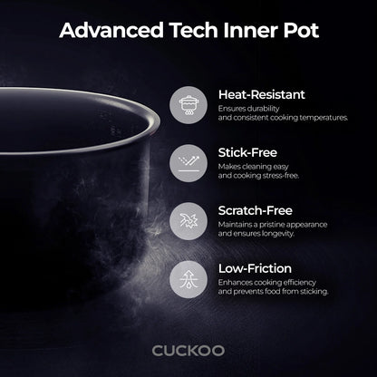 Cuckoo Stainless Steel Rice Cooker 60 Cups Cooked Warmer with Nonstick Pot Easy Switch Start Silver/Black (CR-3032)