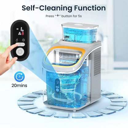 Auseo 45lbs/24H Ice Maker Countertop, 1.5+0.5L Large Water Tank, Cube Ice, Self-Cleaning,  24H Timer, Customizable Ice Making Time, Black
