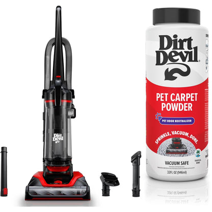 Dirt Devil Upright Vacuum, Multi-Surface Extended Reach, Bagless & Dirt Devil Pet Room Refresher Carpet Powder, 32oz