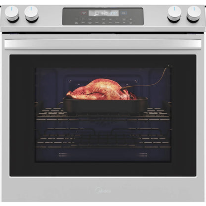 Midea 30-In Slide-In Electric Range with Wi-Fi Connectivity and Fan Convection, Stainless Steel,  MES30S2AST