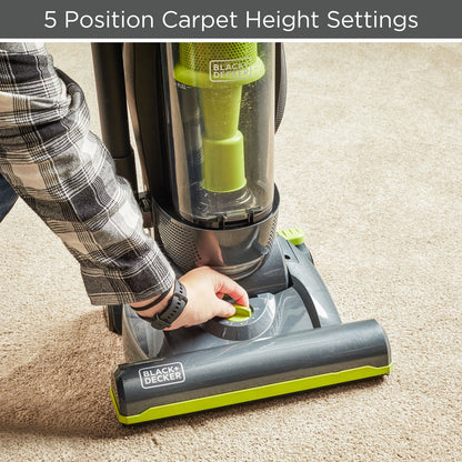 Black and Decker BDURV309 Upright Corded Bagless Vacuum Cleaner, Gray/Green