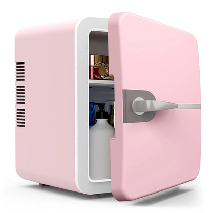 Luckky Mini Fridge, 6 Liter Portable Cooler and Warmer Personal Refrigerator for Skin Care, Cosmetics, Beverage, Food,Great for Bedroom, Office, Car, Dorm (Pink)