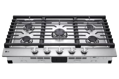 LG 36 Inch Gas Cooktop with 5 Sealed Burners Stainless Steel CBGJ3623S