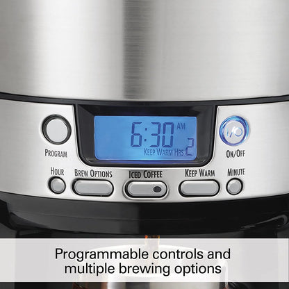 Hamilton Beach 12-Cup Coffee Maker, Programmable BrewStation Dispensing Coffee Machine, Black - Removable Reservoir (47900)
